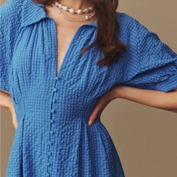 Anthropologie English Factory Puff-Sleeve Shirt Dress M $148 NWT - Picture 3 of 4